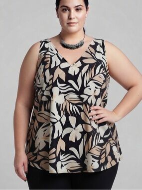 OLD NAVY Black & Cream V Neck Sleeveless Tank Top 4X
